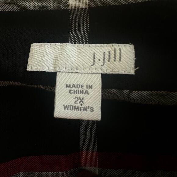 J. Jill Perfect Plaid Tunic Button Front Shirt Top Plus Size 2X Black Red Pocket - Picture 6 of 9